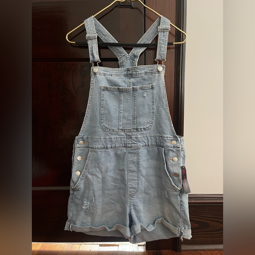 Denim Shortalls Overalls | Relaxed Fit Adjustable Straps Size L (11–13) | NWT